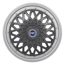 Calota aro 14 bbs grafite prata 601ar ptg e aro de pressão + emblema fiat a