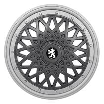 Calota aro 14 bbs grafite prata 601ar ptg e aro de pressão + emblema peugeot