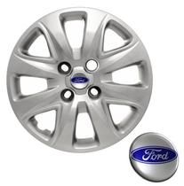 Calota aro 14 Ford Ká Fiesta Focus Escort Zetec Courier com emblema resinado prata Calota aro 14 Ford Ká Fiesta Focus Escort Zetec Courier com emblema resinado prata
