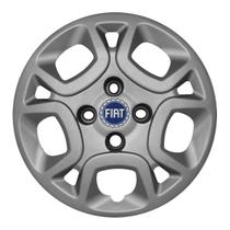 Calota aro 14 prata 077cb cubo baixo + emblema fiat azul