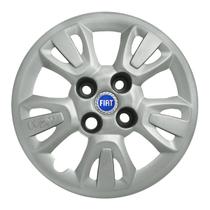 Calota aro 14 prata 079cb cubo baixo + emblema fiat azul Calota aro 14 prata 079cb cubo baixo + emblema fiat azul