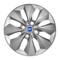 Calota aro 14 prata 112cb cubo baixo + emblema fiat azul Calota aro 14 prata 112cb cubo baixo + emblema fiat azul