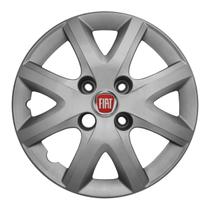 Calota aro 14 prata 160cb cubo baixo + emblema fiat vermelho
