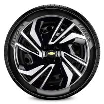 Calota Aro 15 4x100 Chevrolet GM Preto Brilhante e Prata