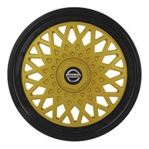 Calota aro 15 bbs dourado preto 602ar dpb e aro de pressão + emblema nissan Calota aro 15 bbs dourado preto 602ar dpb e aro de pressão + emblema nissan