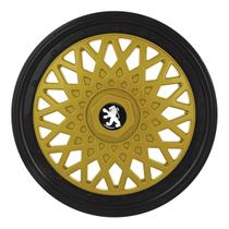 Calota aro 15 bbs dourado preto 602ar dpb e aro de pressão + emblema peugeot