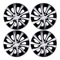 Calota Aro 15" Preto/Prata Mod Idea 2014/2016 Jogo c/4 Calotas Grid - 225CP-PBP-E