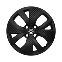 Calota Aro 15 Vw Polo Track 2023 / 2024 Preto Fosco Com Emblema Resinado