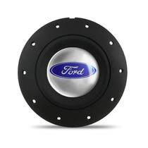 Calota Centro Roda Ferro Amarok Ford Escort Preta Fosca Emblema Prata - GFM - CALOTINHA