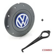 Calota Centro Roda Ferro VW Amarok Aro 14 15 5 Furos Grafite Emblema Azul + Chave de Remoção