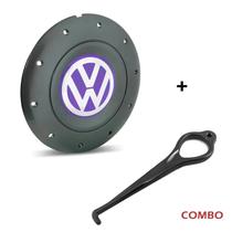 Calota Centro Roda Ferro VW Amarok Aro 14 15 5 Furos Grafite Emblema Lilás + Chave de Remoção