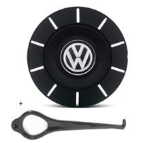 Calota Centro Roda Ferro VW Eurovan Aro 13 14 15 4 Furos Preta Fosca + Chave