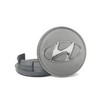 Calota Centro Roda Hyundai Tucson Prata Emblema em Acrílico