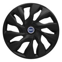 Calota Ds4 Aro 13 Fosc Black + Emblema Resinado Fiat Azul