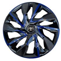 Calota Ds4 Aro 14 Black Blue + Emblema Resinado Toyota