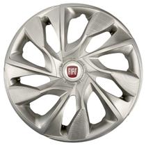 Calota Ds4 Aro 14 Silver + Emblema Resinado FIat Vermelho