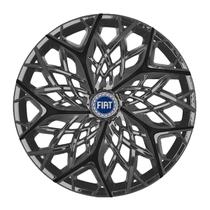 Calota esportiva aro 13 moove graphite black + emblema resinado fiat azul