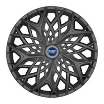 Calota esportiva aro 13 moove graphite + emblema resinado fiat azul