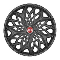 Calota esportiva aro 13 moove graphite + emblema resinado fiat vermelho