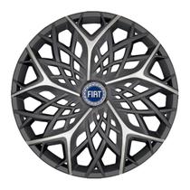 Calota esportiva aro 13 moove graphite silver + emblema resinado fiat azul