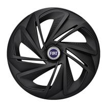 Calota esportiva aro 13 nitro fosc black + emblema de alumínio fiat azul