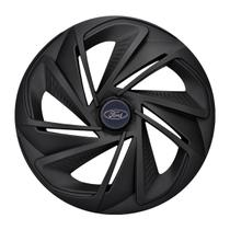 Calota esportiva aro 13 nitro fosc black + emblema de alumínio ford azul