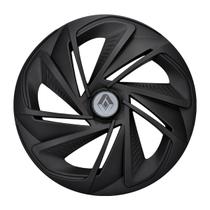 Calota esportiva aro 13 nitro fosc black + emblema de alumínio renault prata