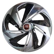 Calota esportiva aro 13 nitro x graphite black + emblema de alumínio fiat vermelho
