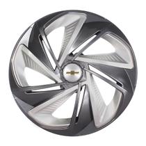 Calota esportiva aro 13 nitro x graphite silver + emblema alumínio gm escovado