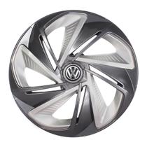 Calota esportiva aro 13 nitro x graphite silver + emblema alumínio volks 3d