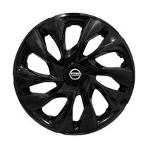 Calota Esportiva aro 14 DS4 Preta Brilhante Emblema Nissan March Livina