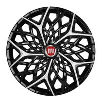 Calota esportiva aro 14 moove black silver + emblema resinado fiat vermelho