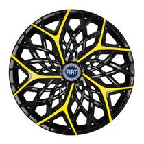 Calota esportiva aro 14 moove black yellow + emblema resinado fiat azul Calota esportiva aro 14 moove black yellow + emblema resinado fiat azul