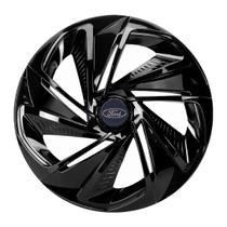 Calota esportiva aro 14 nitro black + emblema de alumínio ford azul