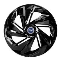 Calota esportiva aro 14 nitro black + emblema resinado fiat azul