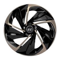 Calota esportiva aro 14 nitro black gold + emblema de alumínio hyundai preto