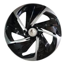 Calota esportiva aro 14 nitro black silver + emblema de alumínio renault prata