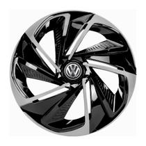 Calota esportiva aro 14 nitro black silver + emblema de alumínio volks 3d