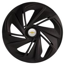 Calota esportiva aro 14 nitro fosc black + emblema de alumínio gm escovado