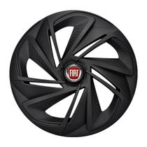 Calota esportiva aro 14 nitro fosc black + emblema resinado fiat vermelho