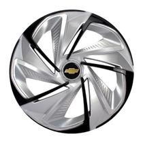Calota esportiva aro 14 nitro silver black + emblema resinado gm