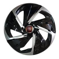 Calota esportiva aro 14 nitro x black silver + emblema de alumínio fiat vermelho