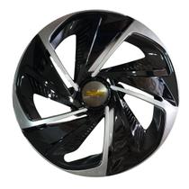 Calota esportiva aro 14 nitro x black silver + emblema de alumínio gm escovado