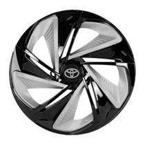 Calota esportiva aro 14 nitro x black silver + emblema de alumínio toyota preto