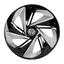 Calota esportiva aro 14 nitro x black silver + emblema de alumínio volks 3d