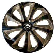 Calota esportiva aro 15 velox black gold + emblema de alumínio toyota preto