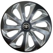 Calota esportiva aro 15 velox graphite silver + emblema de alumínio toyota preto