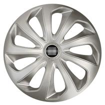 Calota esportiva aro 15 velox silver + emblema de alumínio nissan preto