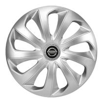 Calota esportiva aro 15 velox silver + emblema resinado nissan