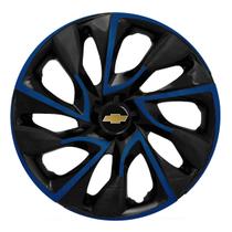 Calota esportiva ds4 15 black blue + emblema gm/chevrolet